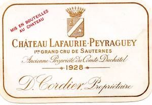 CHATEAU LAFAURIE - PEYRAGUEY - 1928 - SAUTERNES 