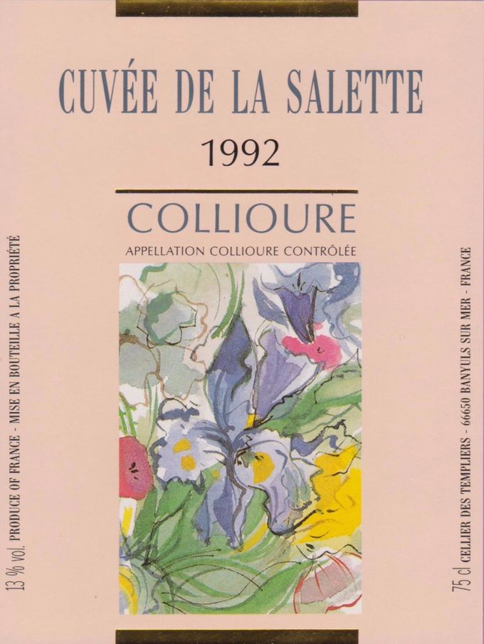 COLLIOURE - 1992 - CUVEE DE LA SALETTE - CELLIER DES TEMPLIERS -BANYULS -SUR - MER -