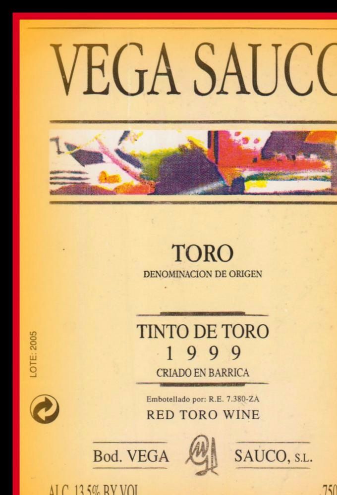 D.O. TORO -Tinto de toro - 1999 -Bodega Vega Sauco - 