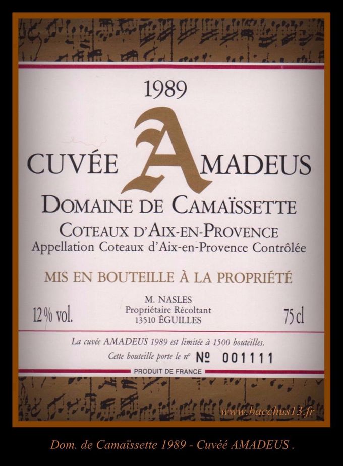 Dom . de CamaÏssette - 1989 - Cuvée Amadeus -