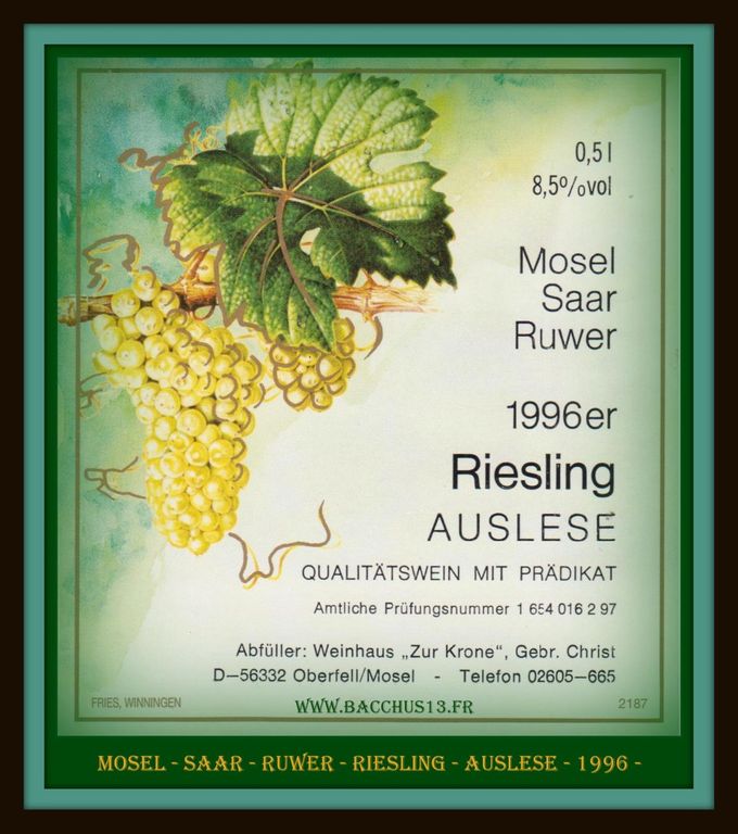 RIESLING AUSLESE - 1996 - QUALITÄTSWEIN MIT PRÄDIKAT -