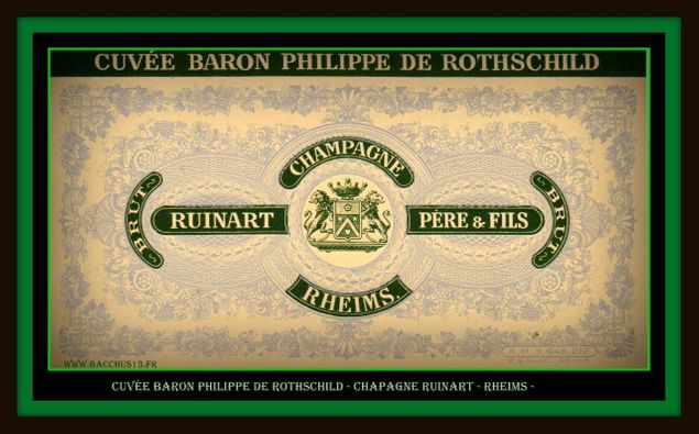 Cuvée Baron Philippe de Rothschild - Champagne RUINART - Brut - Vous constaterez l'orthographe utilisé pour Reims - RHEIMS - sur cette étiquette -