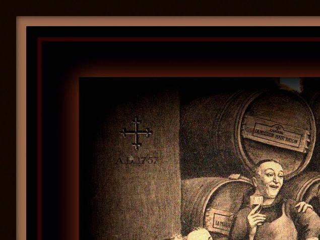 Une jolie Carte Postale Ancienne où l'on peut voir d'heureux moines dégustant le vin du chateau la mission Haut - Brion - Heureux moines !