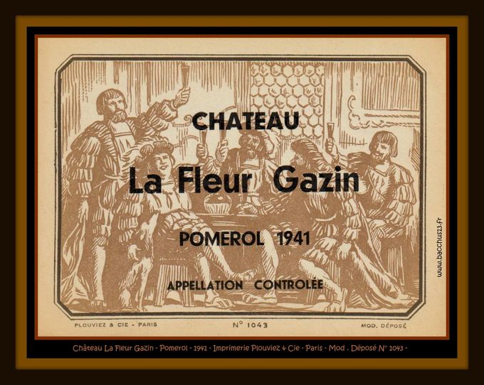 Ancienne étiquette du Château lafleur Gazin - Pomerol - 1941 - Imprimerie Plouviez & Cie - Paris - Modèle déposé N° 1043 - 